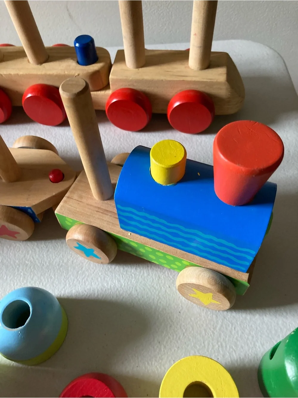 Melissa & Doug Wooden Stacking Train Toy Lot Multicolor, Ages 2+